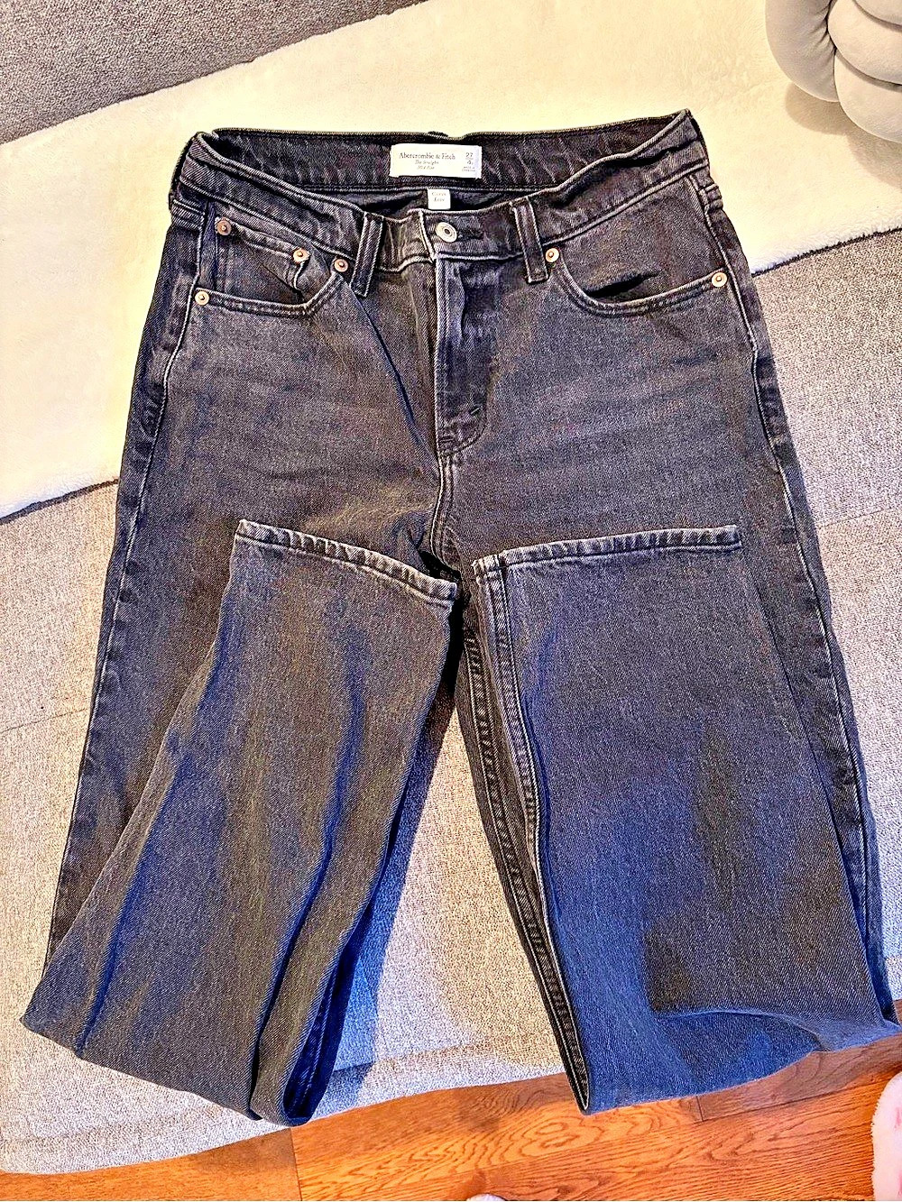 Abercrombie & Fitch Curve Love Mid Rise Flare Jeans Black Waist 27